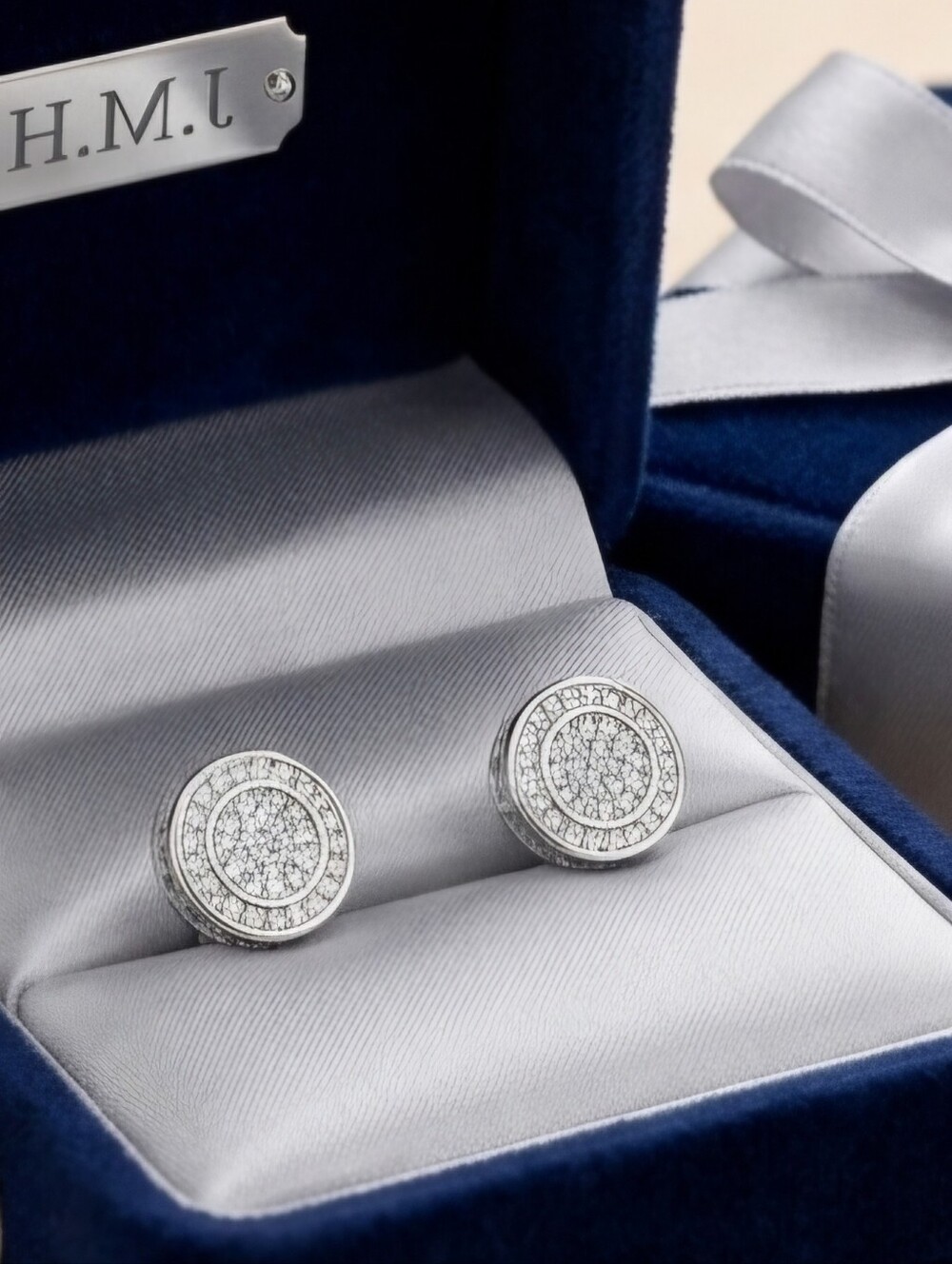 Mens Silver Micropave Earrings